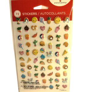 Summer Fun Food MIni Puffy Stickers 72 Kids Crafting American Greetings